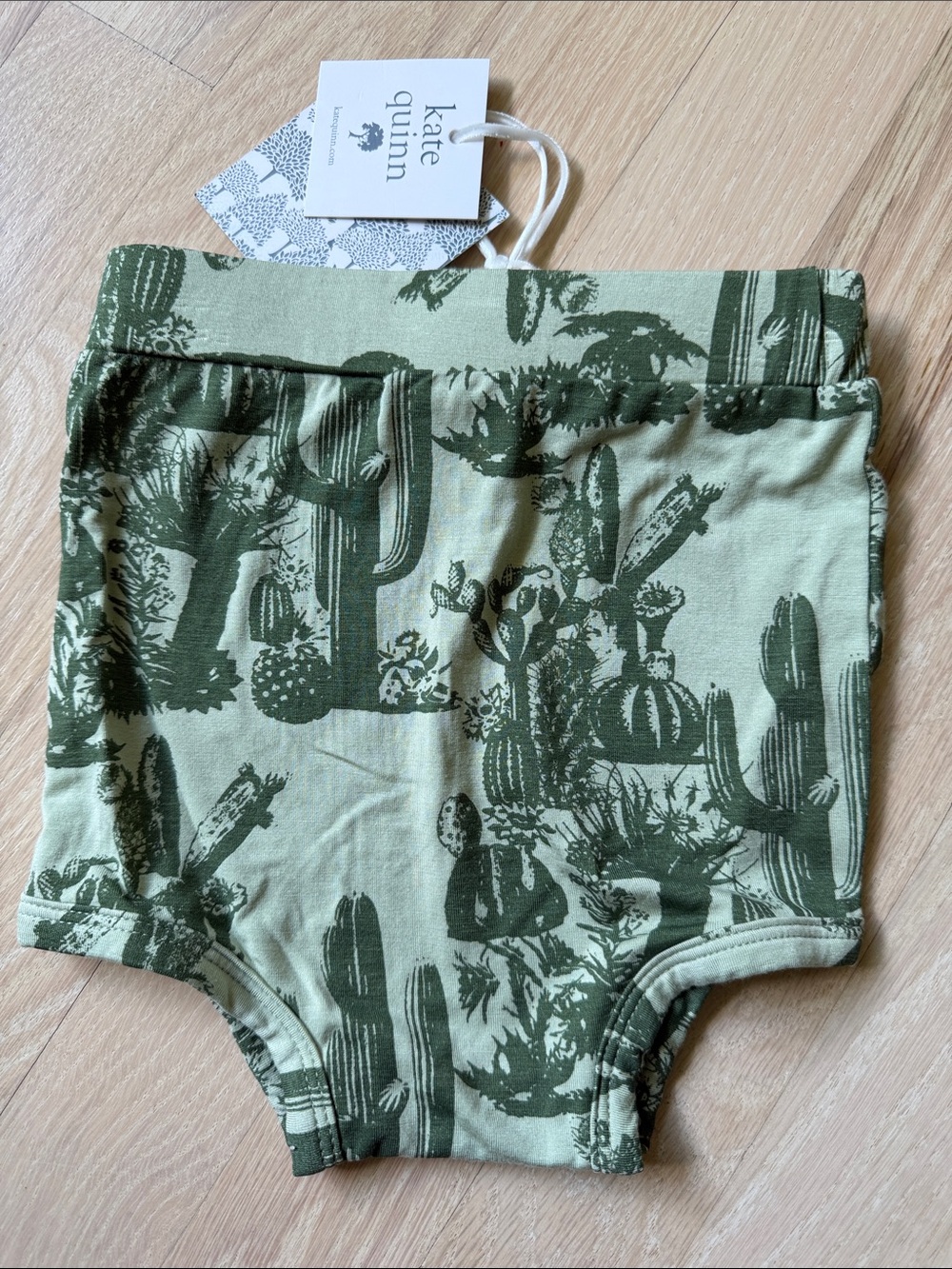 kate quinn Olive and Dark Green Cactus Print Diaper Cover bloomer